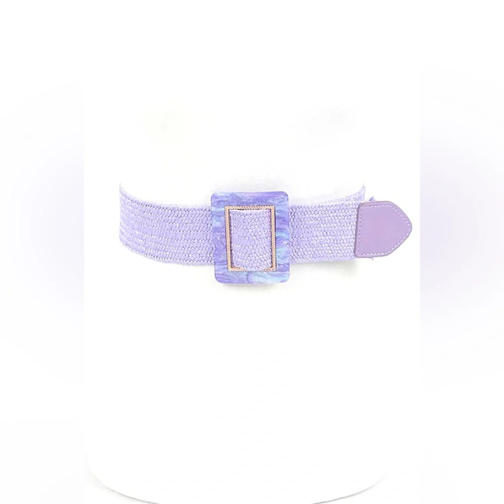 Lavender Purple Straw Statement Belt